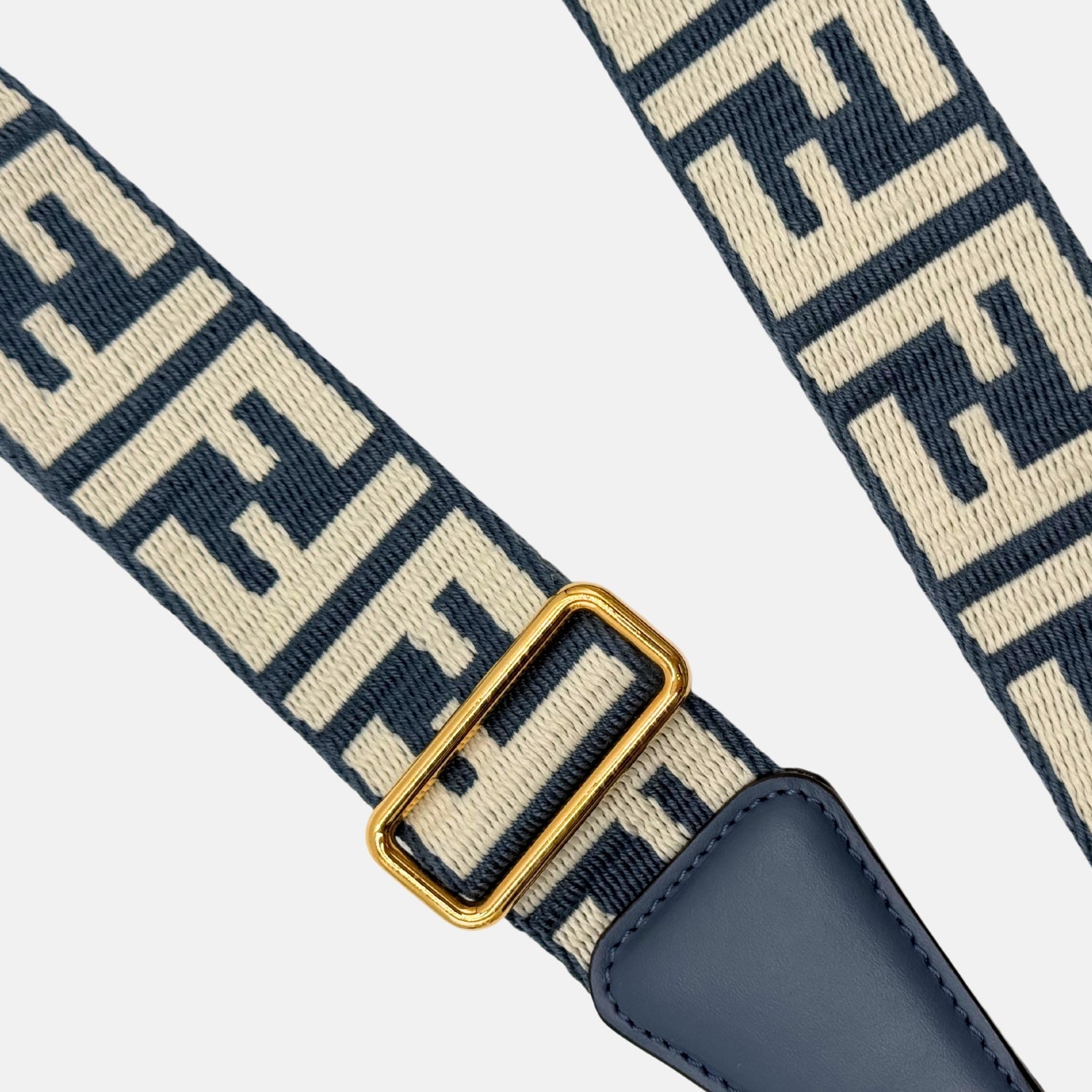 Bag Strap Blue Beige Denim Jacquard