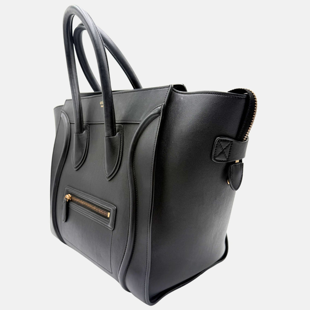Luggage Tote Black Drummed Calfskin Mini