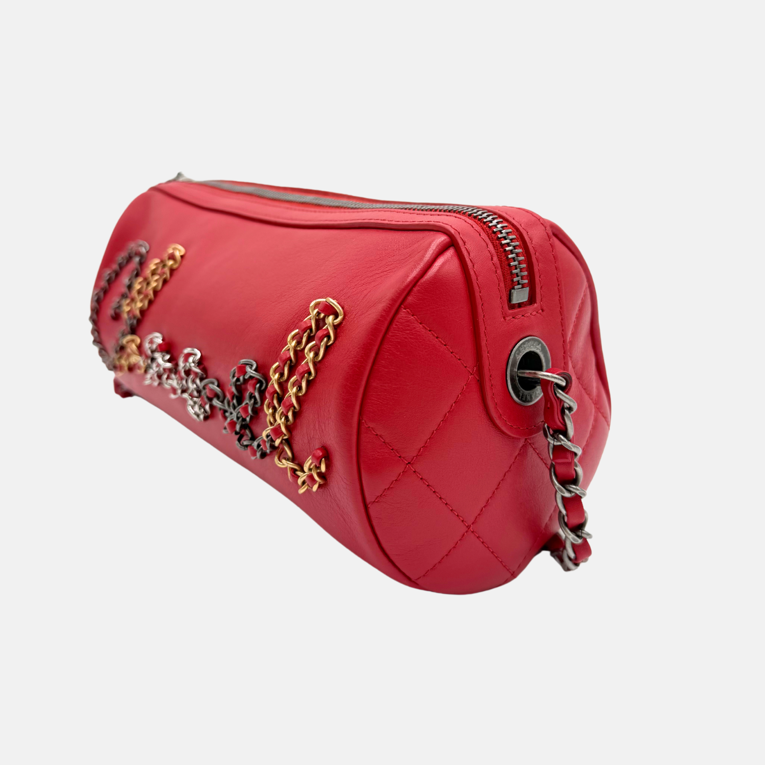 Chain 20s Signature Bowling Bag Red Leather