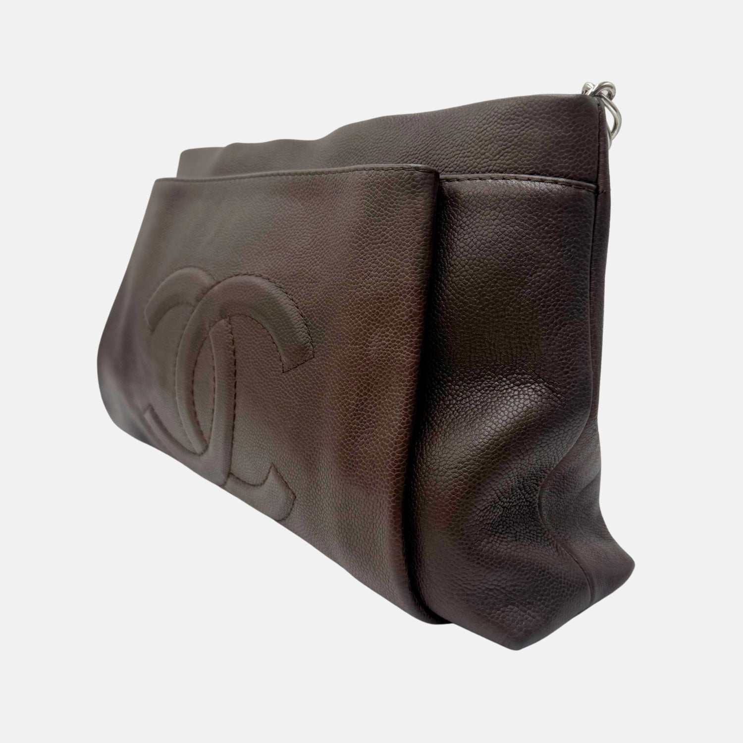 Shoulder Tote Brown Caviar Leather