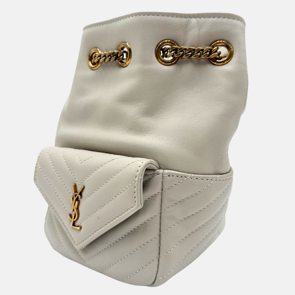 Jamie Bucket Bag White Quilted Lambskin