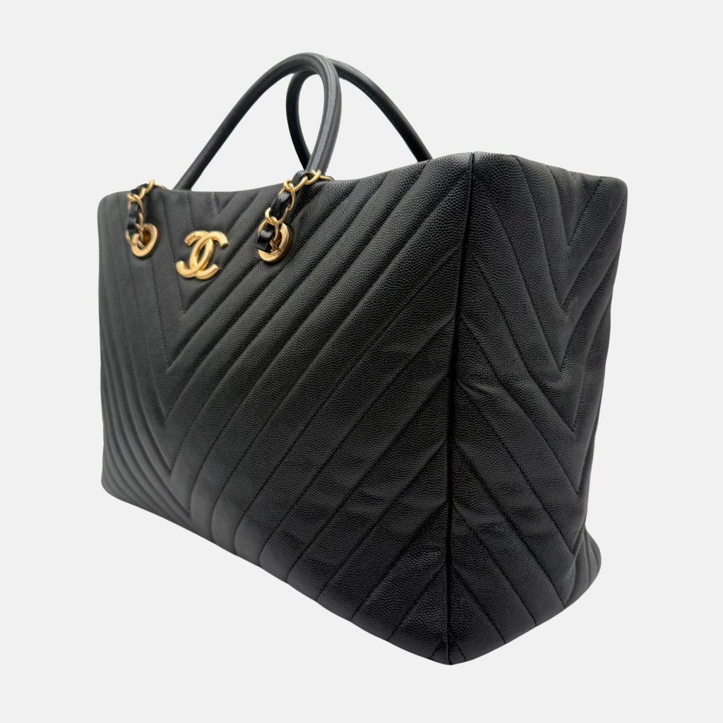 Coco Allure Tote Black Chevron Caviar