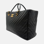 Coco Allure Tote Black Chevron Caviar