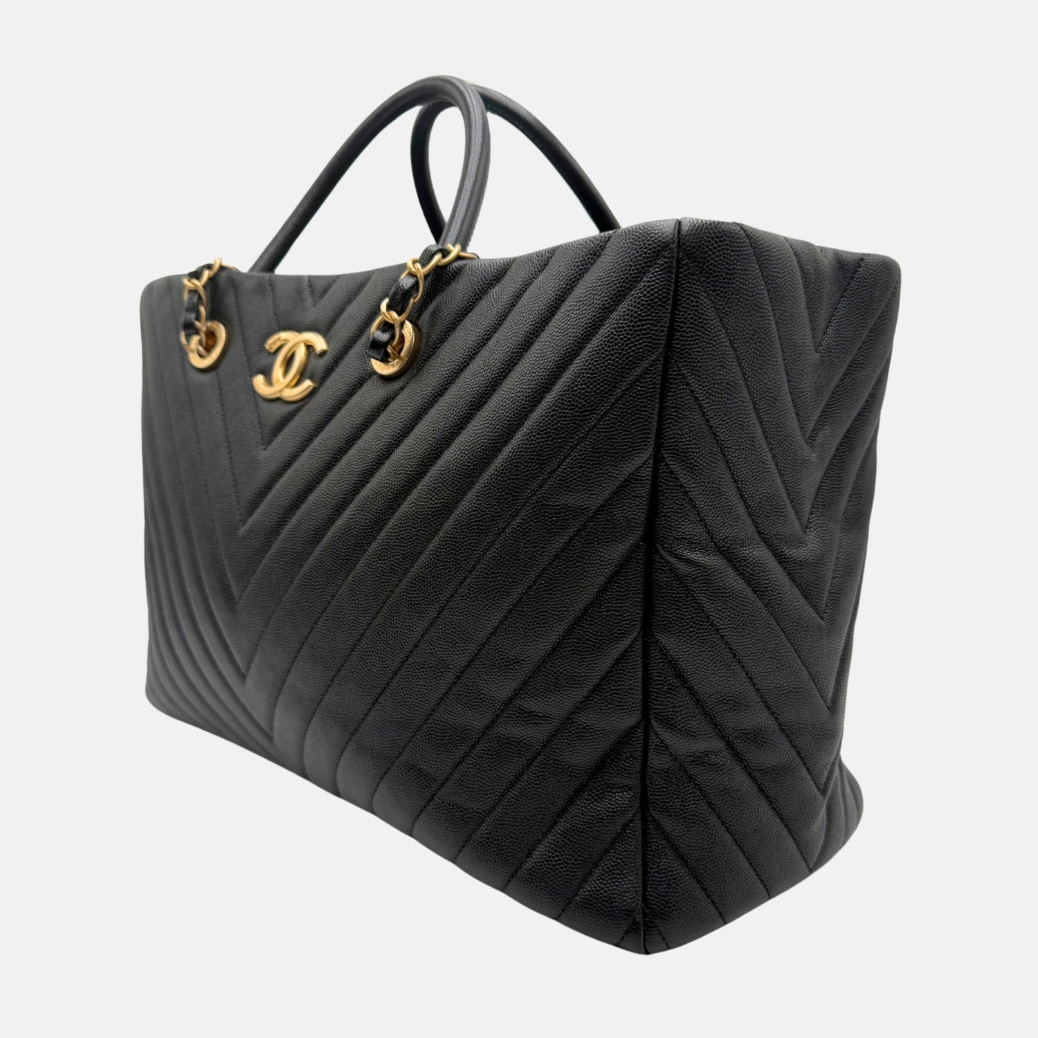 Coco Allure Tote Black Chevron Caviar