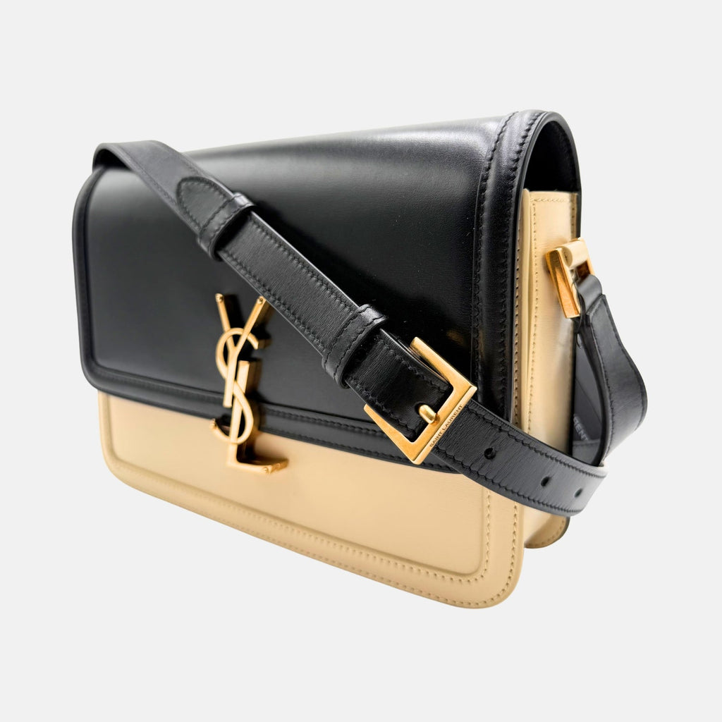 Solferino Bag Black and Beige Box Leather Medium