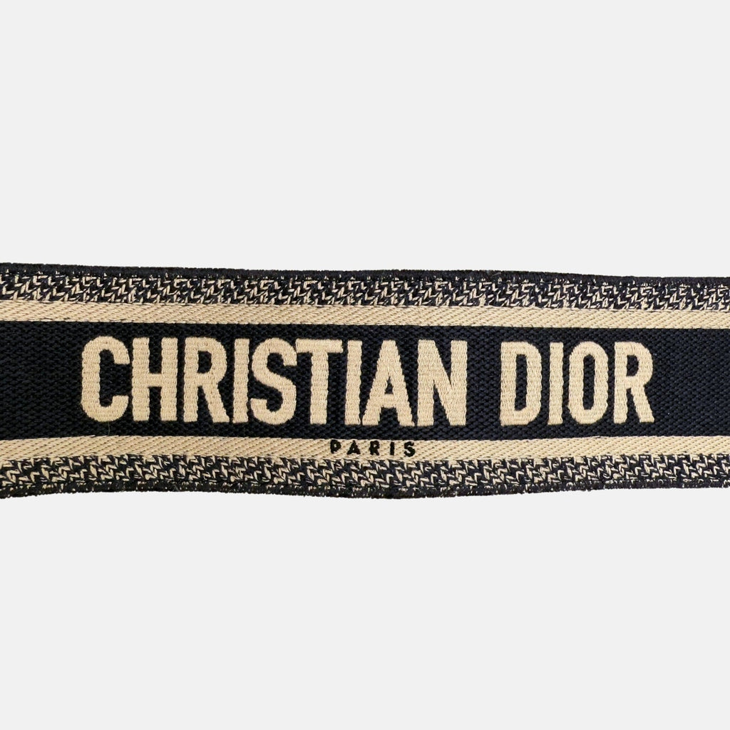 Bag Strap Navy Beige Oblique Canvas Embroidered