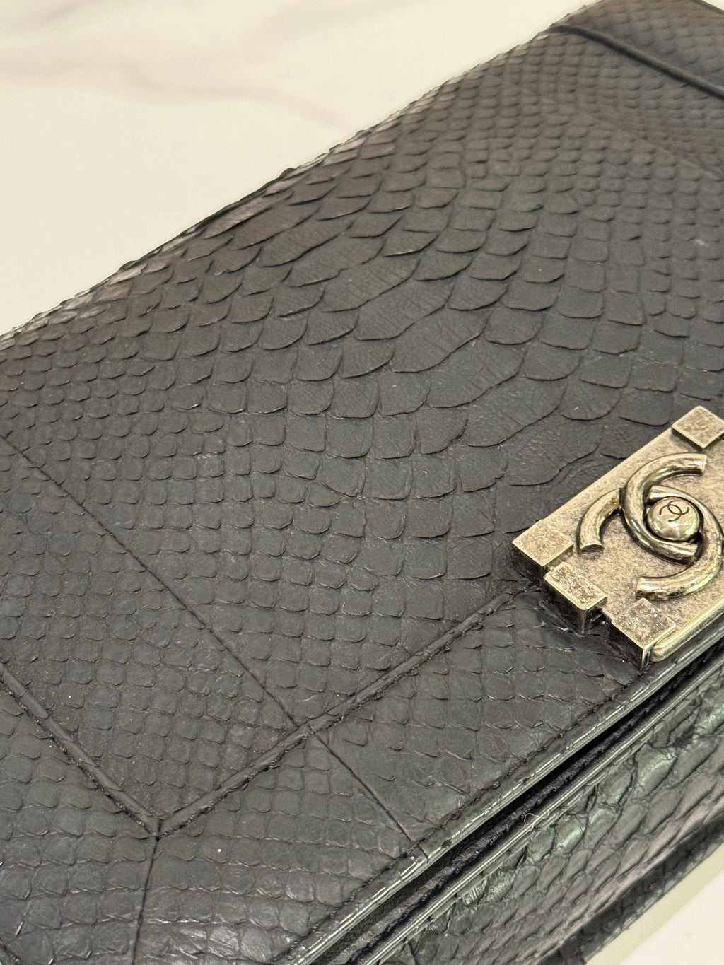 CHANEL LEBOY MEDIUM-LARGE PYTHON CHAIN BAG