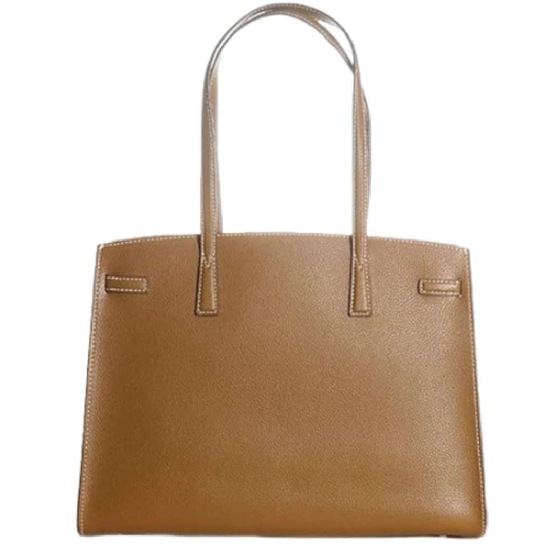 Tory Burch Walker Satchel Bag Leather Magnetic Snap Closure Handbag Brown New