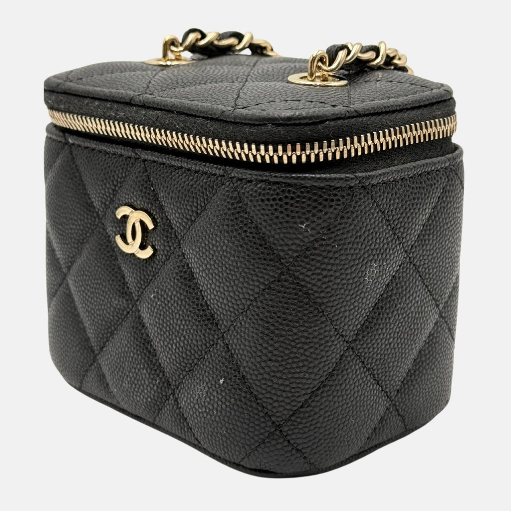 Vanity Case With Chain Black Caviar Quilted Mini