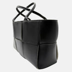 Arco Tote Bag Black Intreccio Leather