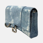 Hourglass Wallet on Chain Distressed Blue Denim