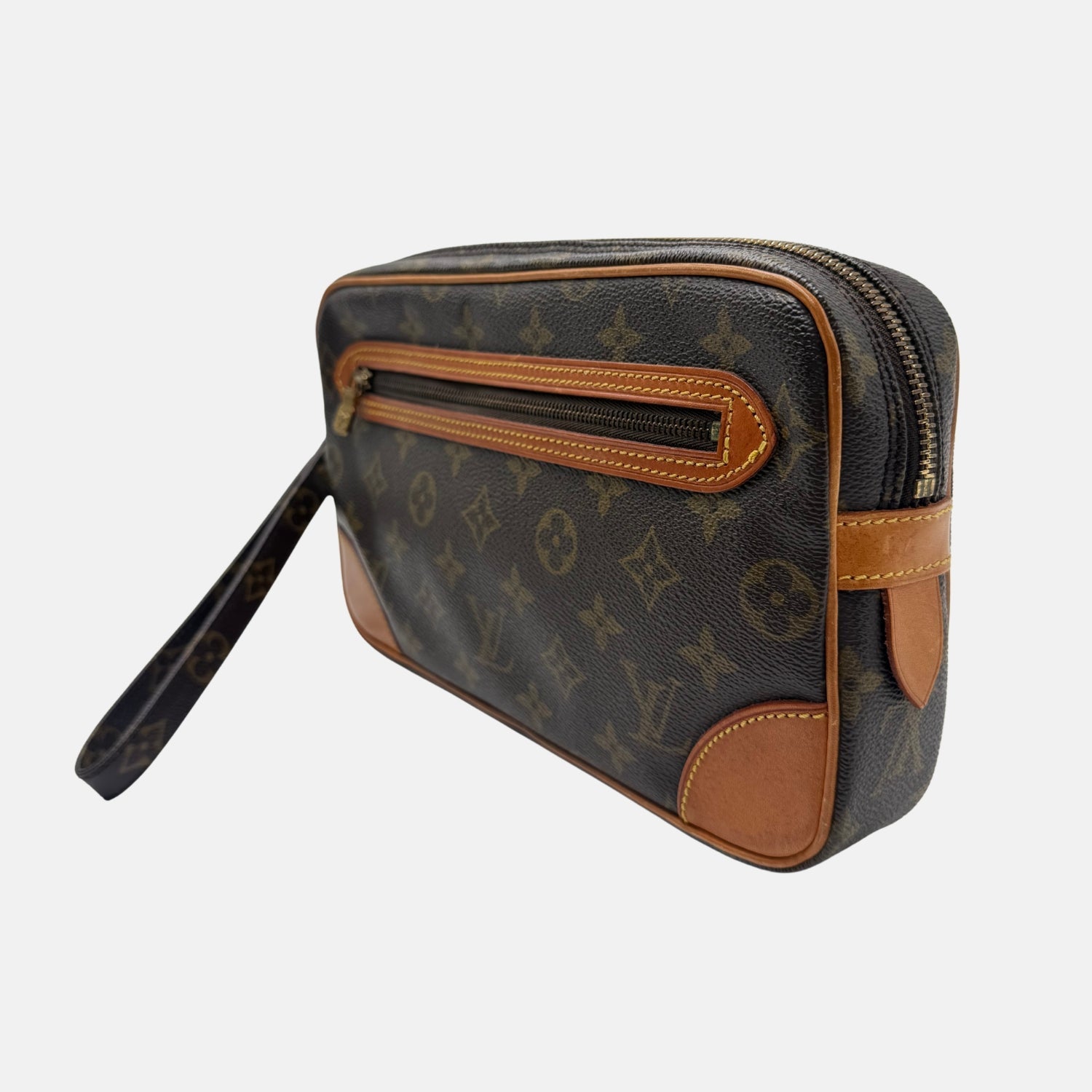 Wristlet Vintage Monogram Canvas with Strap