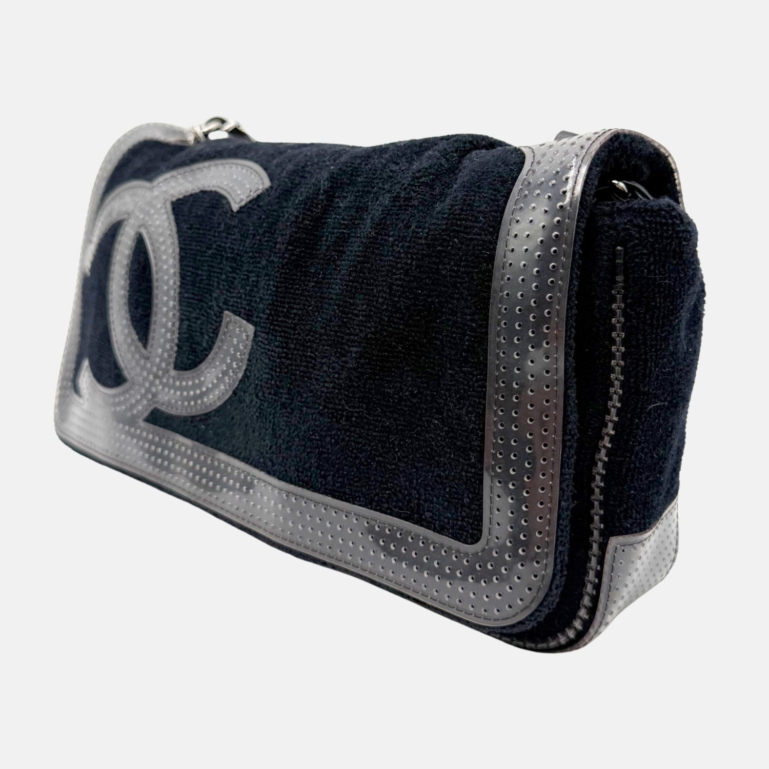 Flap Bag Navy Terrycloth and Perforated Vinyl Medium