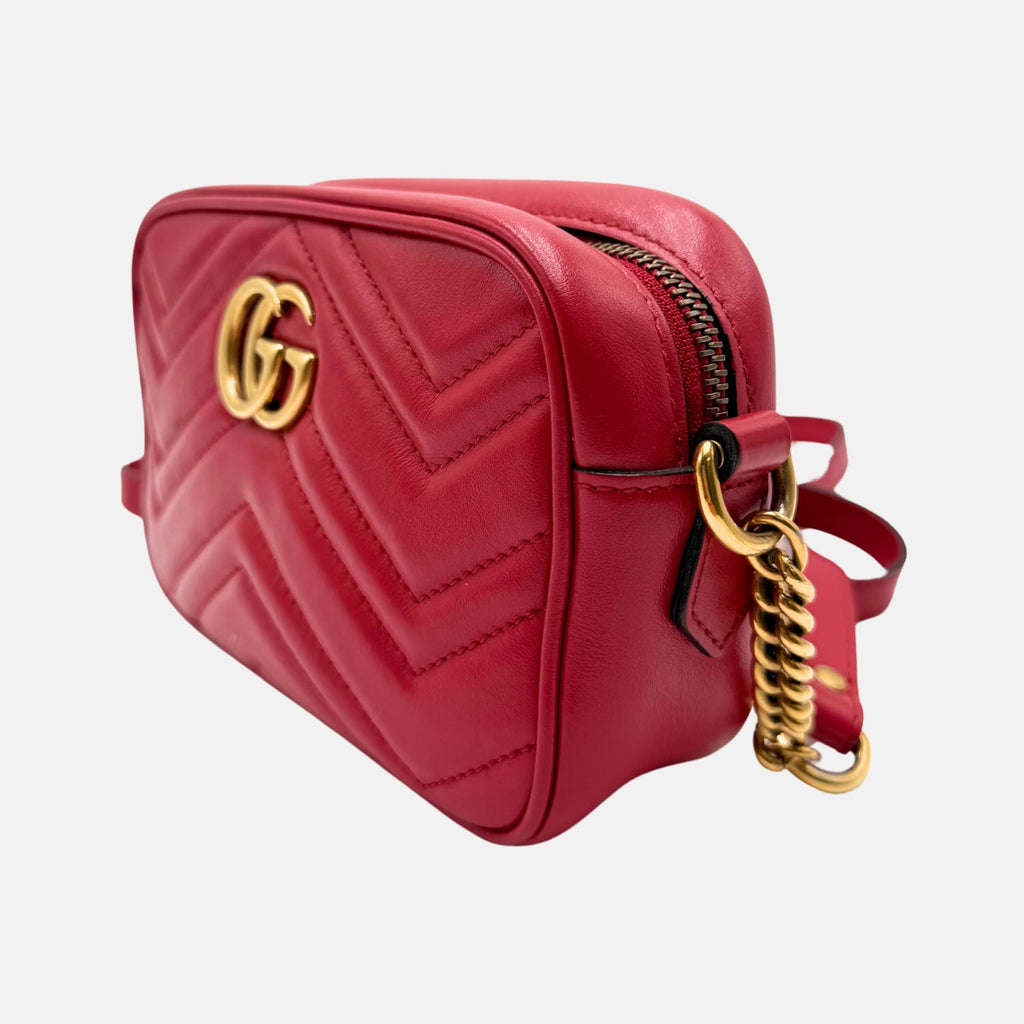 Marmont Camera Bag Red Matelassé Leather Mini