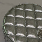 CHANEL Silver Patent Leather Round Ring Evening Chain Bag