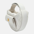 Front Pocket Hobo Pouch Mini White Quilted Caviar