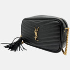 Lou Camera Bag Black Chevron Quilted Leather Small