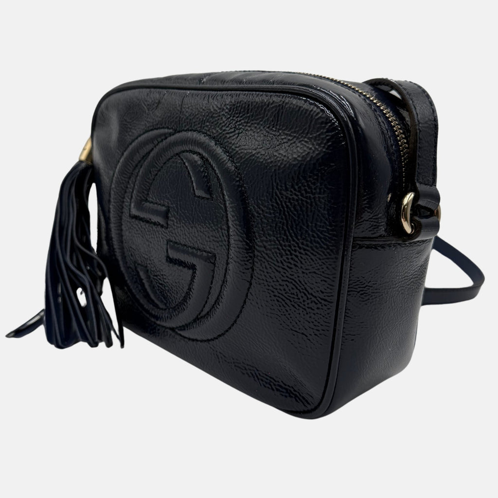 Soho Disco Shoulder Bag Navy Patent Leather Small