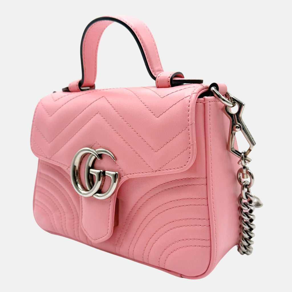 Marmont Top Handle Mini Bag Pink Matelassé Leather