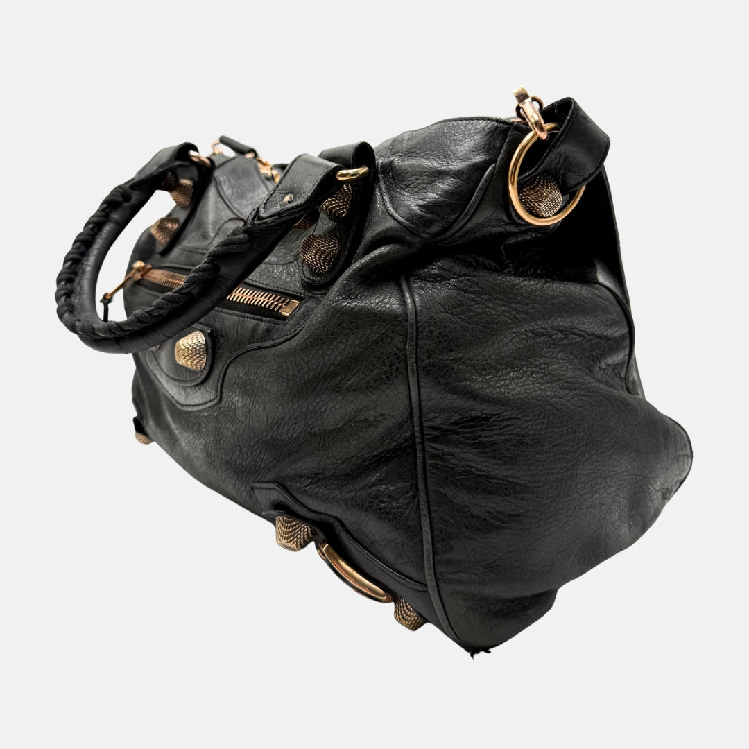 City Bag Black Leather Giant 12