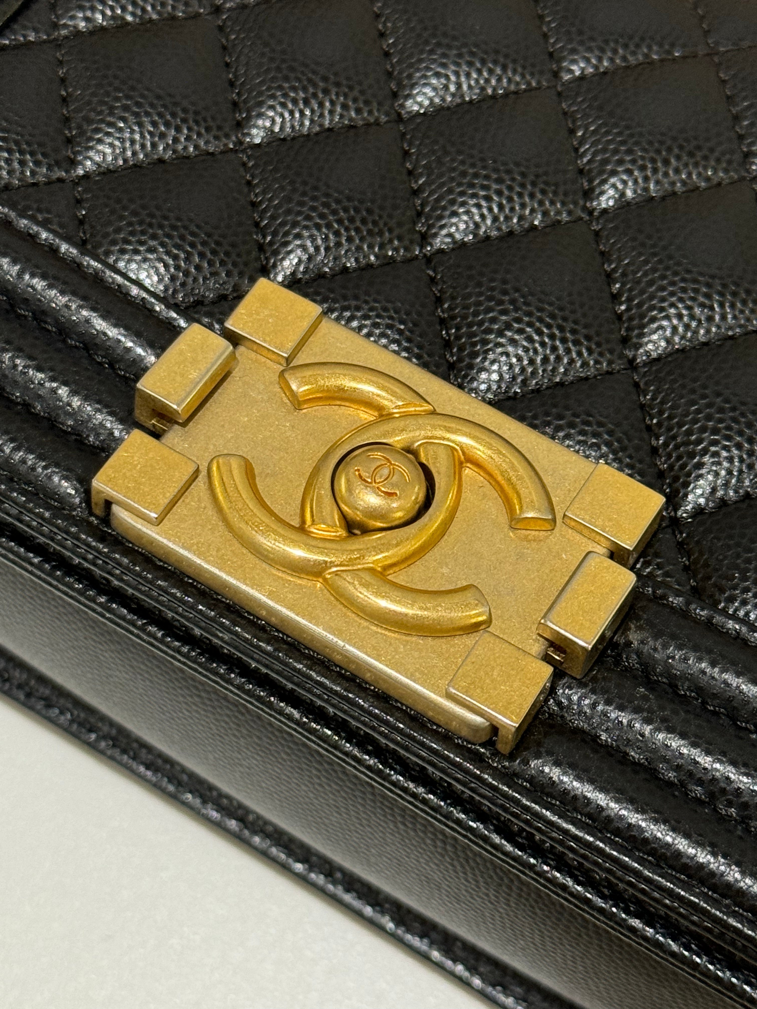 CHANEL LEBOY SMALL BLACK WITH GOLD CHAIN