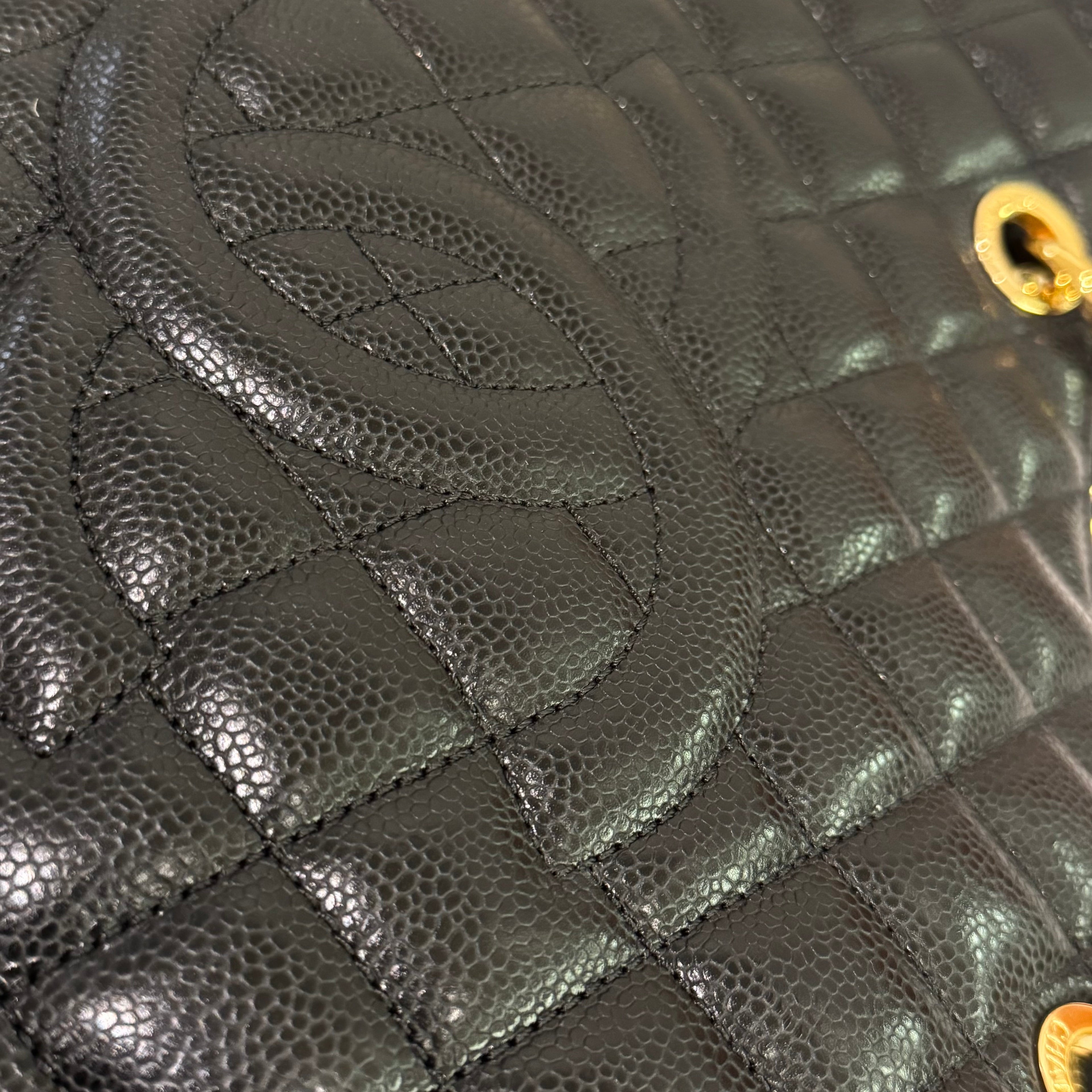 CHANEL GST CAVIAR LEATHER TOTE BLACK WITH GOLD HARDWARE
