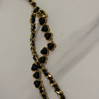 Chanel Hobo Black with Gold Heart Enamel Chain Shoulder Bag