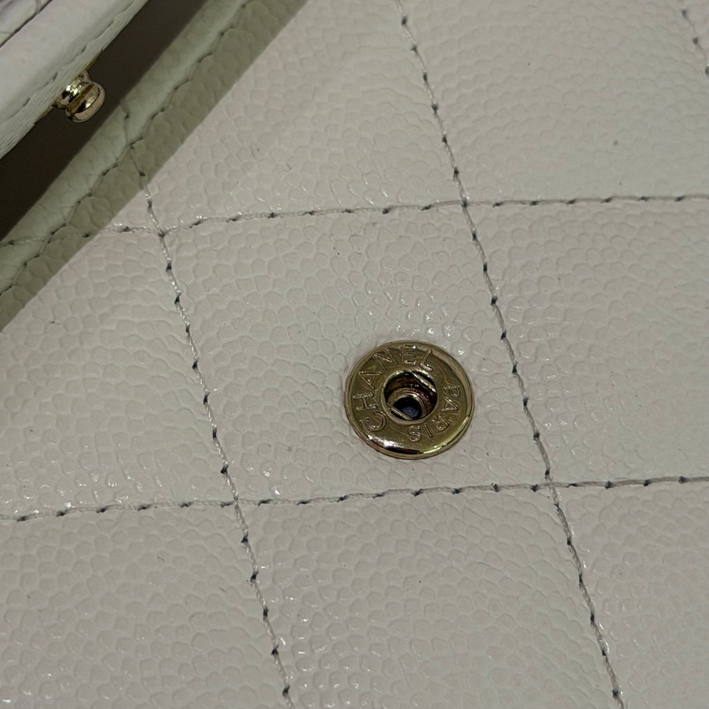 Chanel 25B White Caviar Leather Wallet