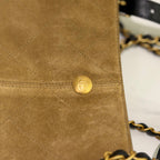 CHANEL 25A Hobo Suede & Black Vertical Quilted Handbag with Gold Chain