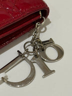DIOR LADY DIOR POUCH RED PATENT LEATHER
