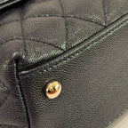 CHANEL FLAP BAG WITH TOP HANDLE CAVIAR LEATHER CHAIN BAG (FULL STICKERS, CHIP VERSION)