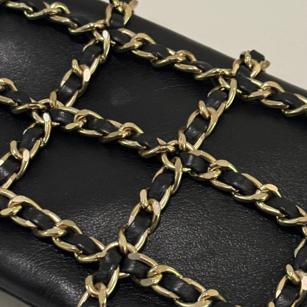 CHANEL Pre-Owned 2020 Lambskin Tech Me Out Clutch With Chain Black