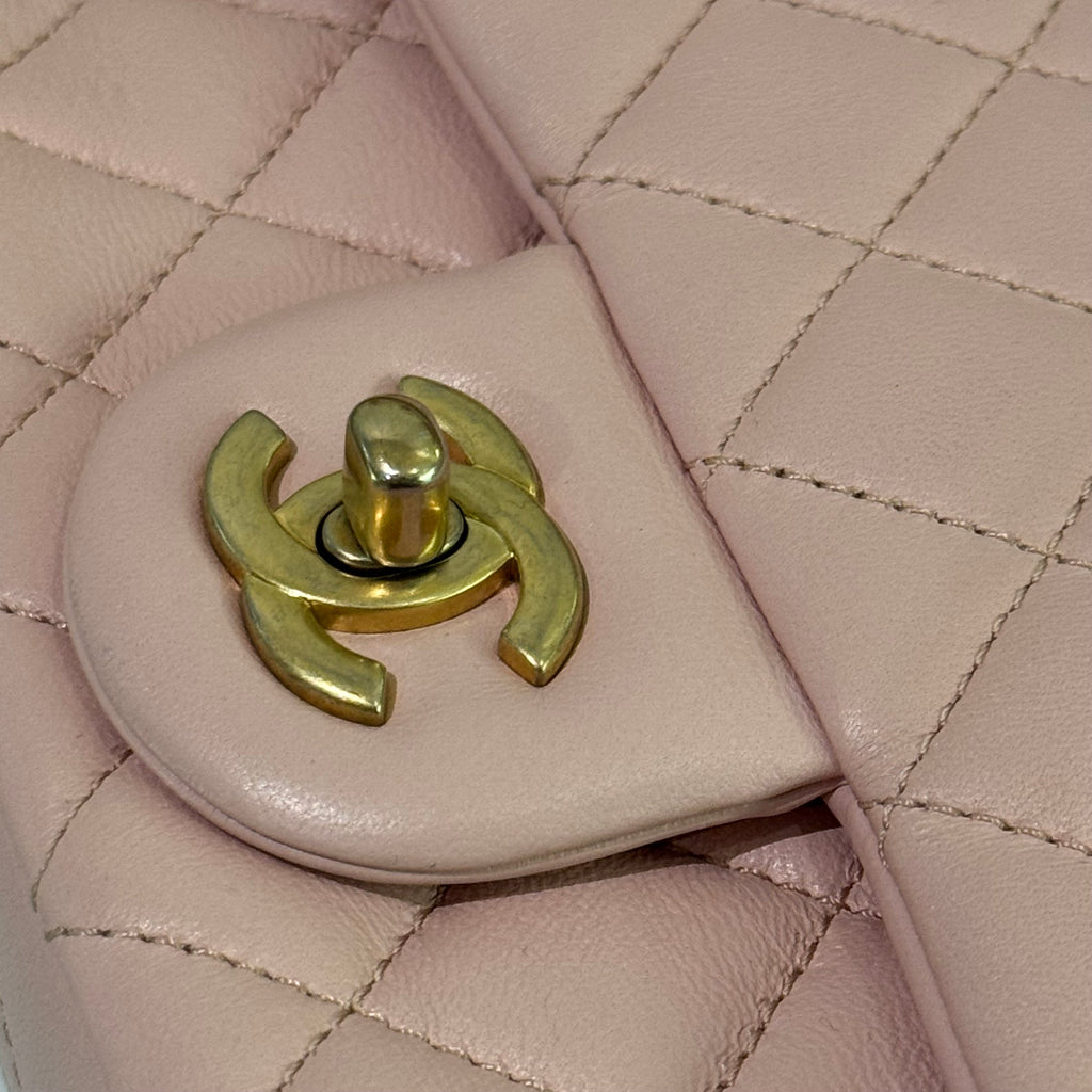 CHANEL CF MINI LAMBSKIN CAMELLIA GOLD BALL RECTANGULAR FLAP (MICROCHIP)
