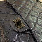 CHANEL 2.55 LARGE SHOULDER BAG DARK NAVY OILED CALFSKIN