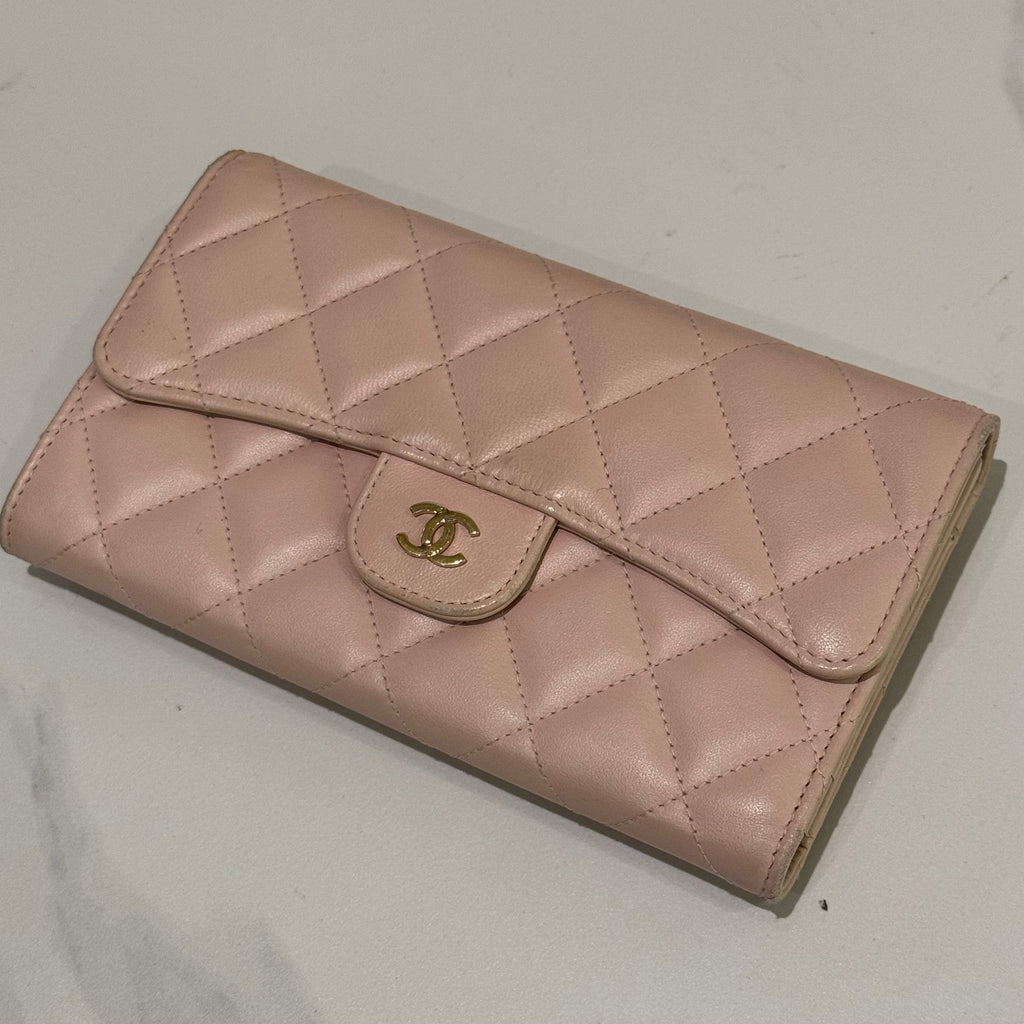 CHANEL CLASSIC FLAP WALLET PINK LAMBSKIN