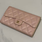 CHANEL CLASSIC FLAP WALLET PINK LAMBSKIN