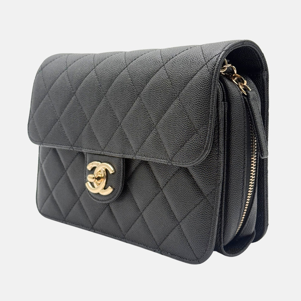 Like A Wallet Flap Black Quilted Caviar