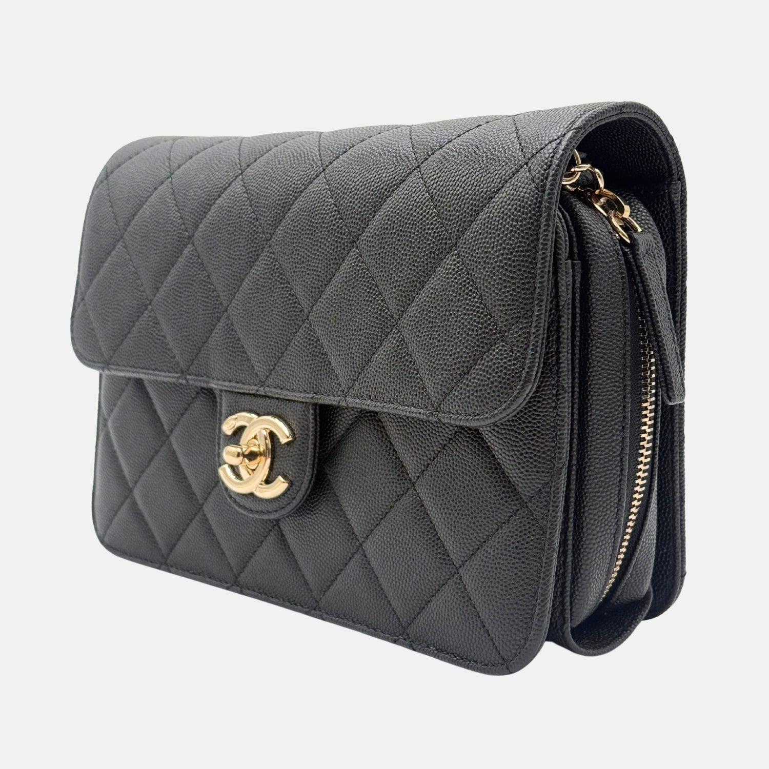 Like A Wallet Flap Black Quilted Caviar