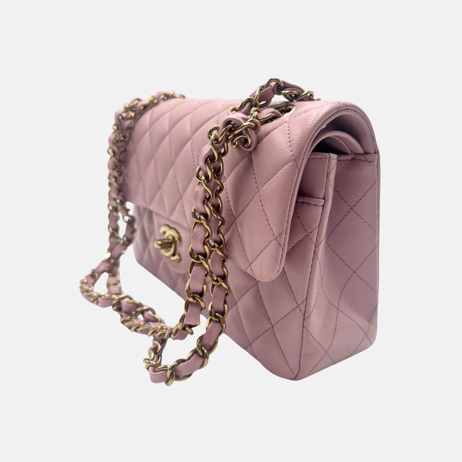 Classic Flap Bag Pink Quilted Leather Medium