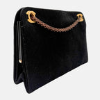 Vintage Shoulder Bag Black Quilted Cotton