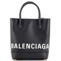Balenciaga Logo Ville Tote Handbag Leather Bag XXS Black Shoulder Strap NEW