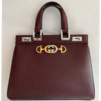 Gucci Zumi Gold Wine Red Shoulder Bag Top Handle Handbag Leather Bordeaux NEW