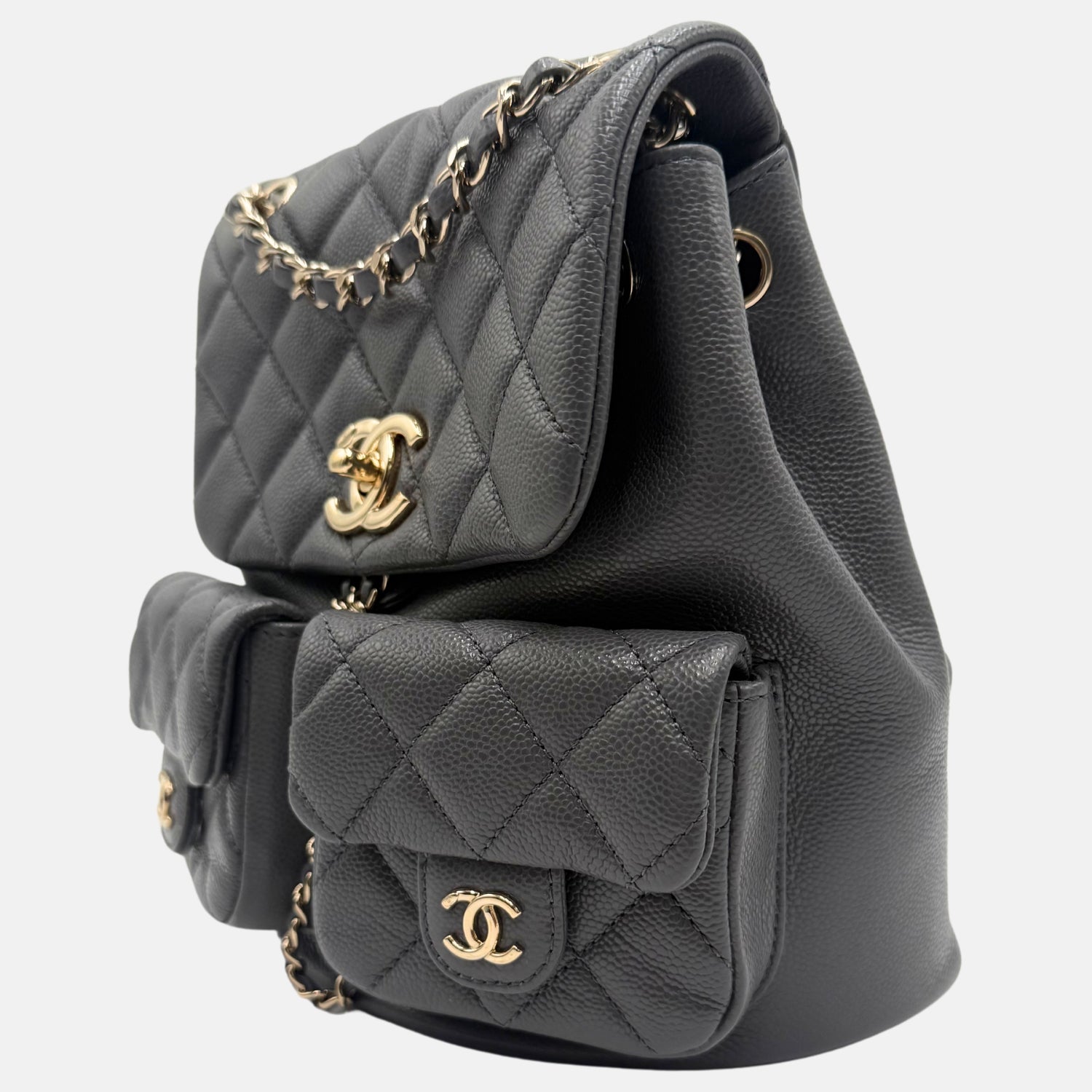 Duma Backpack Dark Grey Caviar Quilted Small