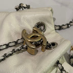 CHANEL GABRIELLE DRAWSTRING HOBO BAG PANDA COLOR LAMBSKIN & CALFSKIN