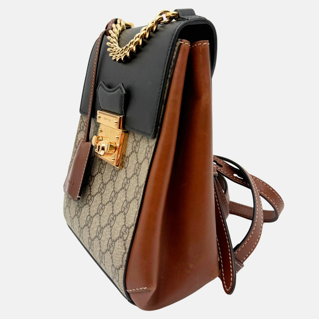 Padlock Backpack GG Supreme Monogram Calfskin Cuir Black