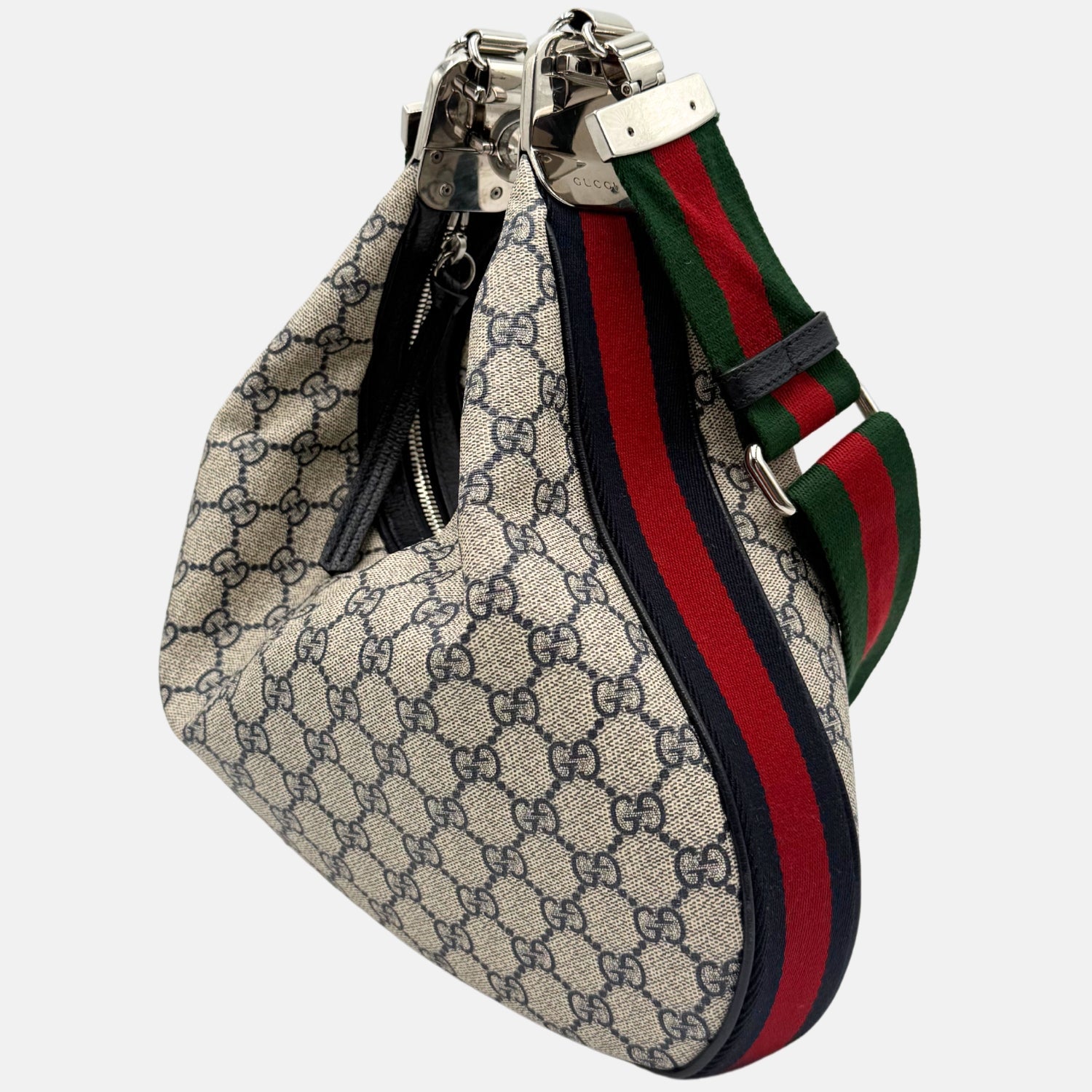 Attache Shoulder Bag Beige Supreme Monogram Calfskin Large