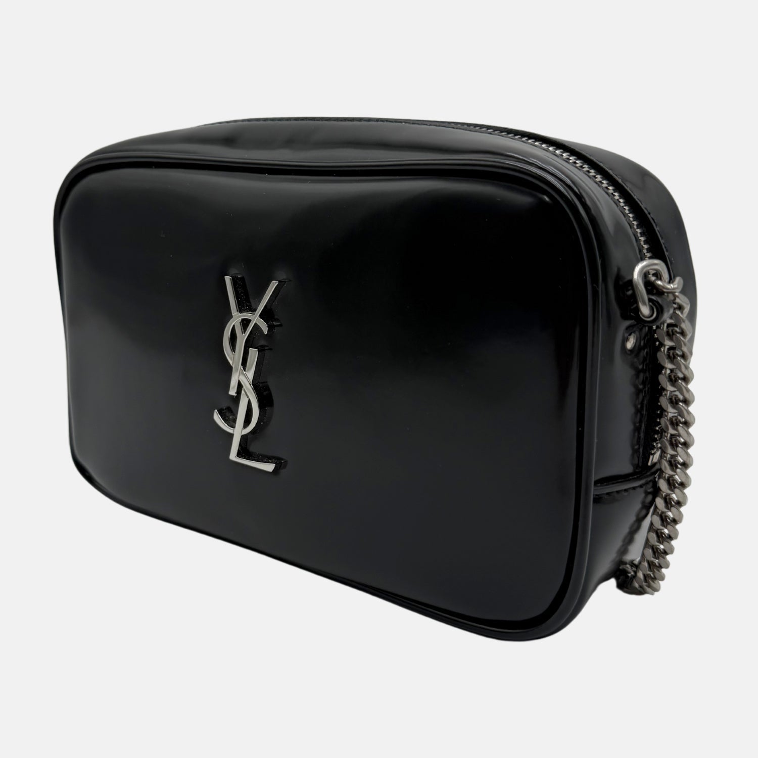 Lou Camera Bag Black Patent Leather Mini