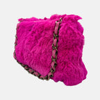 Shoulder Bag Fuchsia Rabbit Fur