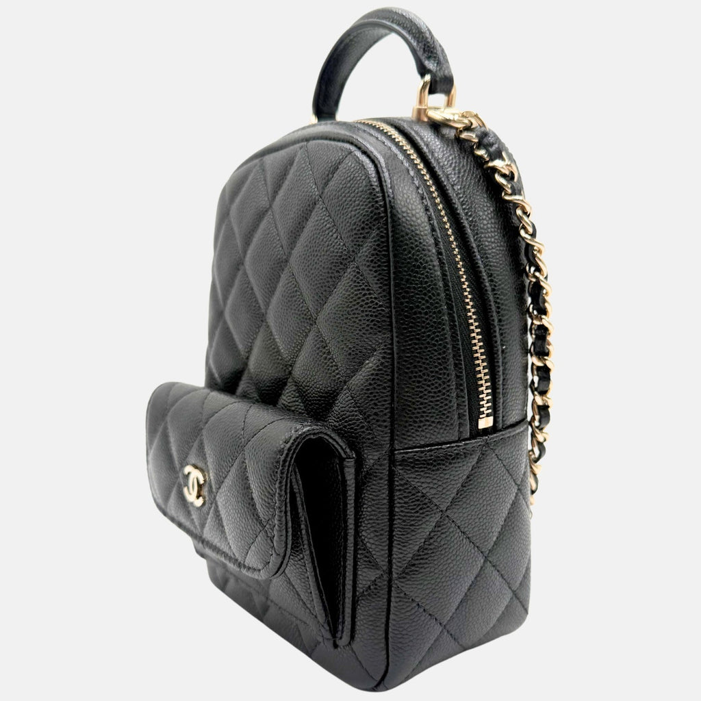 Classic Backpack Black Caviar Quilted Mini