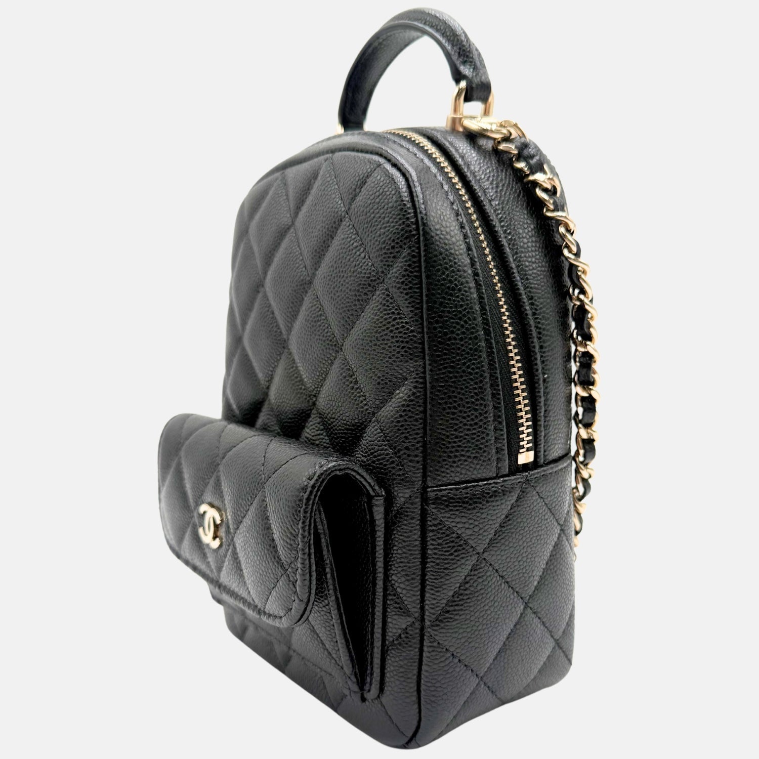 Classic Backpack Black Caviar Quilted Mini